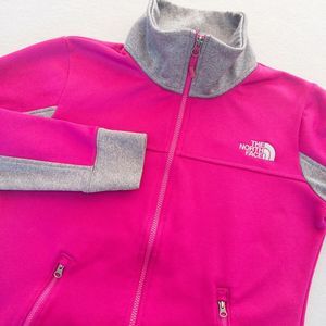The North Face Pink Jacket Women's Medium Lightweight Fitted Logo Pockets